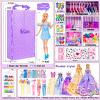 91 pi¨¨ces de mode pour poup¨¦e de 11.5 pouces avec accessoires et placard, robes de princesse, robes ¨¤ la mode, tenues, maillots de bain, chaussures, cintres, jouets d'habillage de poup¨¦e pour filles enfants tout-petits cadeaux de jouets