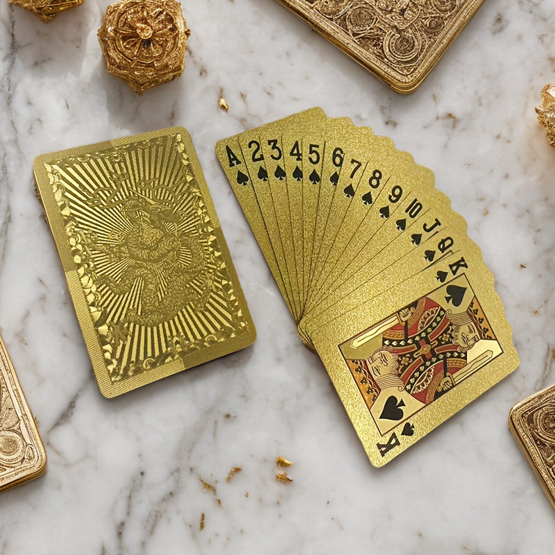 1 Jeu de cartes ¨¤ jouer en PVC Golden Dragon, jeu de poker durci durable, jeu universel pour la Saint-Valentin, Thanksgiving, No?l, Halloween, f¨ºtes du Nouvel An