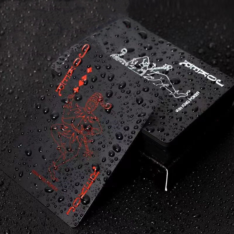 1 jeu de cartes magiques PVC imperm¨¦ables rouges et noires - design vibrant, id¨¦al pour les soir¨¦es jeux et le plaisir en famille