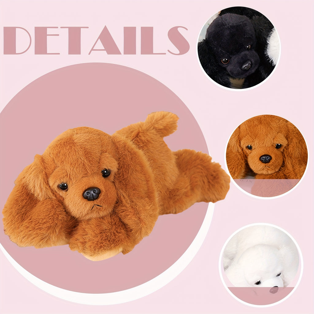 Jouet en peluche pour chien couch¨¦ de 30 cm\u002F11,81 pouces - Simulation de chien Planky - Noir, blanc, marron, gris - Animal en peluche doux Kawaii - Coussin calin, peluches mignonnes - Anniversaire, Saint-Valentin