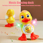 Canard dansant interactif avec musique, lumi¨¨res dynamiques et effets de clignement des yeux, jouet ¨¦ducatif en plastique durable pour enfants de 0 ¨¤ 3 ans, piles non incluses