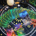 Jeu de cartes de tarot Shuttle Mirror avec guide - 78 cartes de taille standard de tarot - Cartes laser dor¨¦es, imperm¨¦ables et r¨¦sistantes ¨¤ la flexion