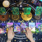 Jeu de cartes de tarot Shuttle Mirror avec guide - 78 cartes de taille standard de tarot - Cartes laser dor¨¦es, imperm¨¦ables et r¨¦sistantes ¨¤ la flexion