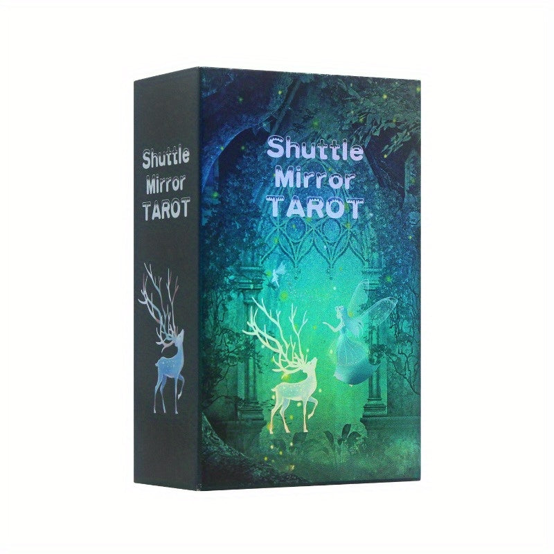 Jeu de cartes de tarot Shuttle Mirror avec guide - 78 cartes de taille standard de tarot - Cartes laser dor¨¦es, imperm¨¦ables et r¨¦sistantes ¨¤ la flexion