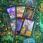 Jeu de cartes de tarot Shuttle Mirror avec guide - 78 cartes de taille standard de tarot - Cartes laser dor¨¦es, imperm¨¦ables et r¨¦sistantes ¨¤ la flexion