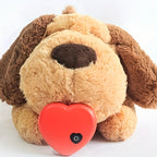 Jouet Interactif pour Chien en Peluche avec Battement de C?ur, Conception Douce et Durable pour Toutes les Races, Chiot Endormi de 36 cm de Long avec Base Coeur Rouge et Bouton Noir, Parfait pour le Temps de Jeu des Animaux, Jouets pour Chiots