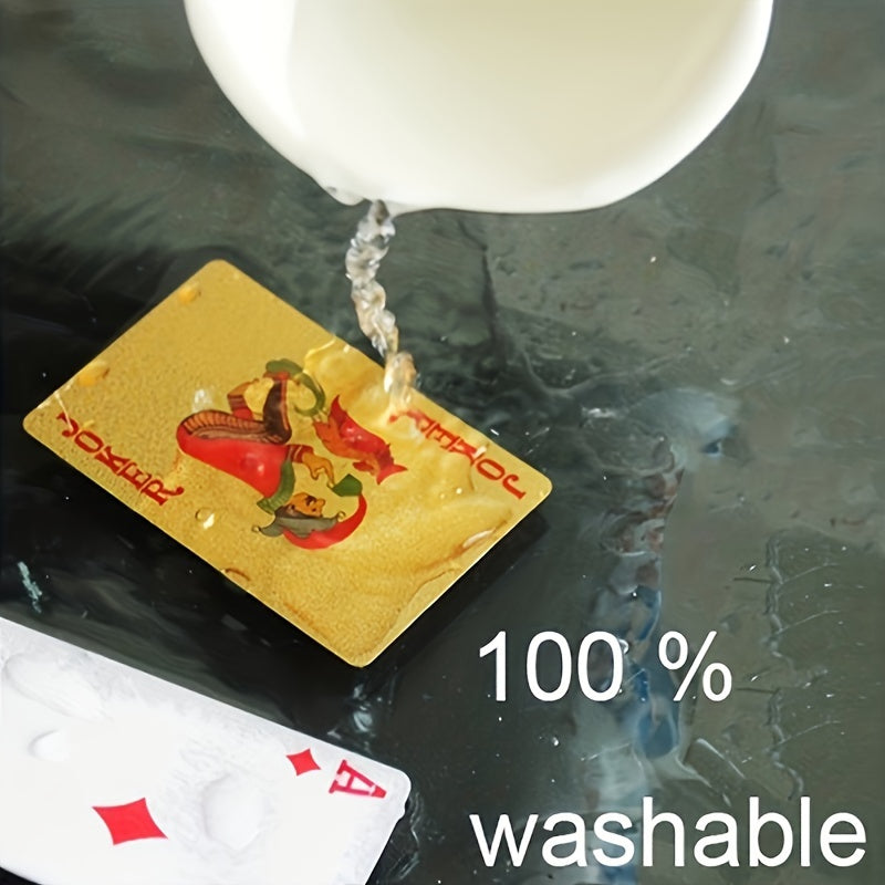 Cartes de poker en plastique imperm¨¦able avec feuille d'or noir, id¨¦ales pour les jeux de table et les collectionneurs