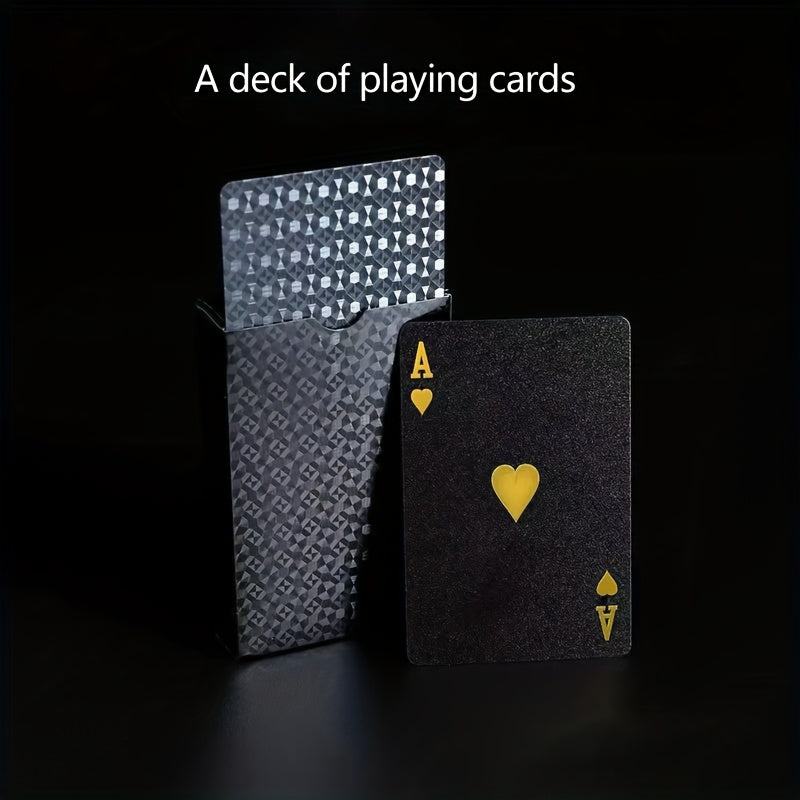 1 jeu de Cartes ¨¤ Jouer en Feuille d'Or Noir ¨¦tanche - Ensemble de Jeux de Cartes de Table en Plastique R¨¦sistant