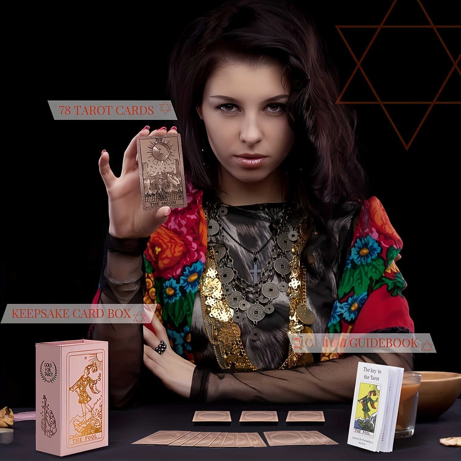 Cartes de Tarot Dor¨¦es Rose de Luxe, Jeu de 78 pi¨¨ces avec Guide - Mat¨¦riau PET ¨¦tanche et R¨¦sistant aux Rides, Taille Standard (4.72x2.76 pouces) - Parfait pour D¨¦butants et Experts, Feuille Dor¨¦e, Jeu de Cartes de Tarot