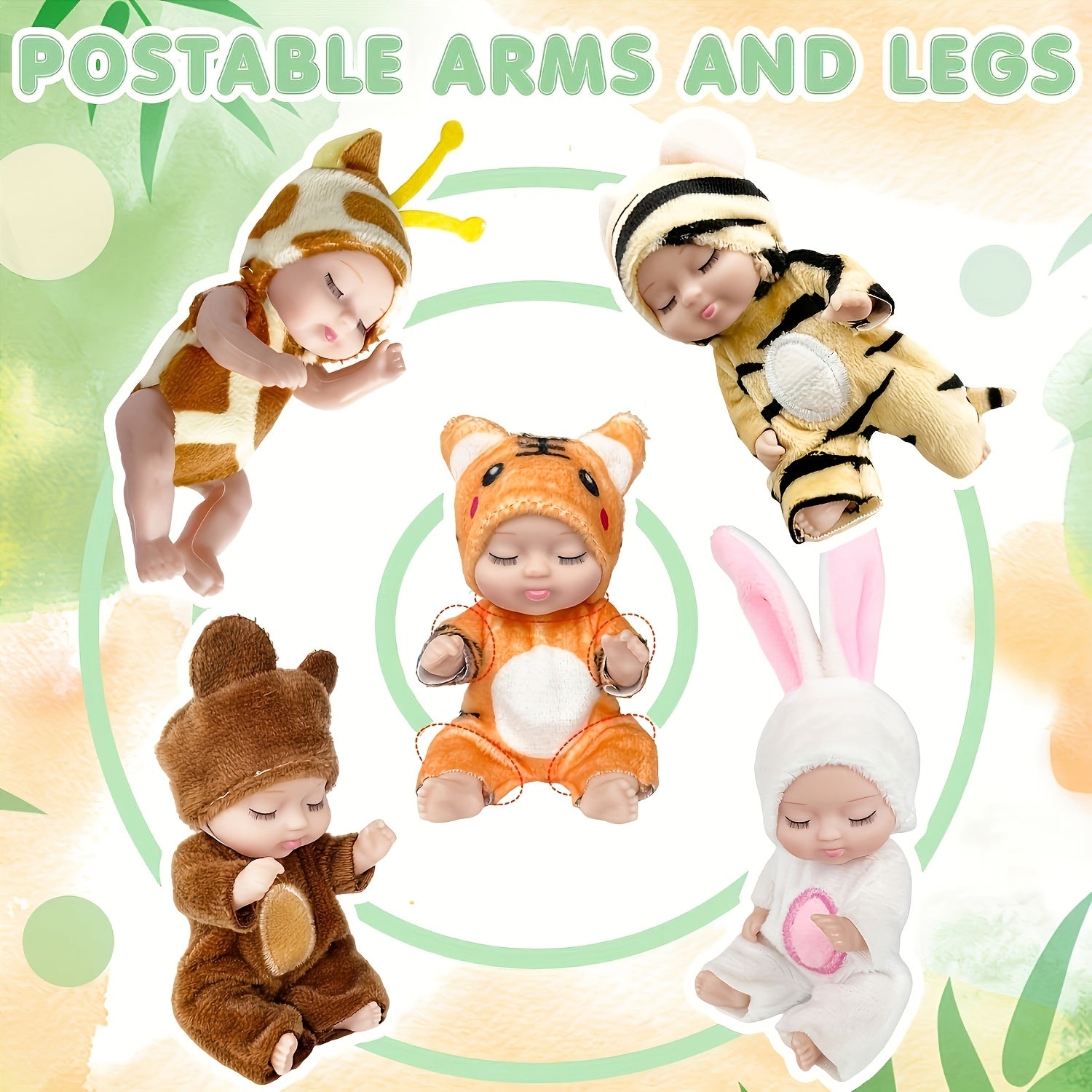 Lot de 10 Poup¨¦es Mini pour Jeunes Filles, Poup¨¦es Costumes Animaux R¨¦alistes de 4 pouces, Mignonnes Poup¨¦es pour Fillettes, Panier Cadeau d'Anniversaire de Paques, Saint-Valentin, No?l - Couleurs Vari¨¦es