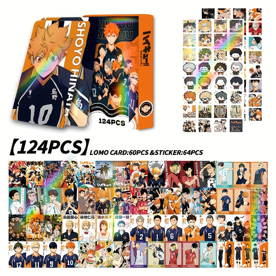 124 pi¨¨ces de Cartes Anime Lomo, cartes de jeu ¨¤ double face, collection de cartes de th¨¨me fantasy, design de dessin anim¨¦, cartes de personnages d'animation fluide, cadeau parfait pour les amateurs de jeux et d'anime