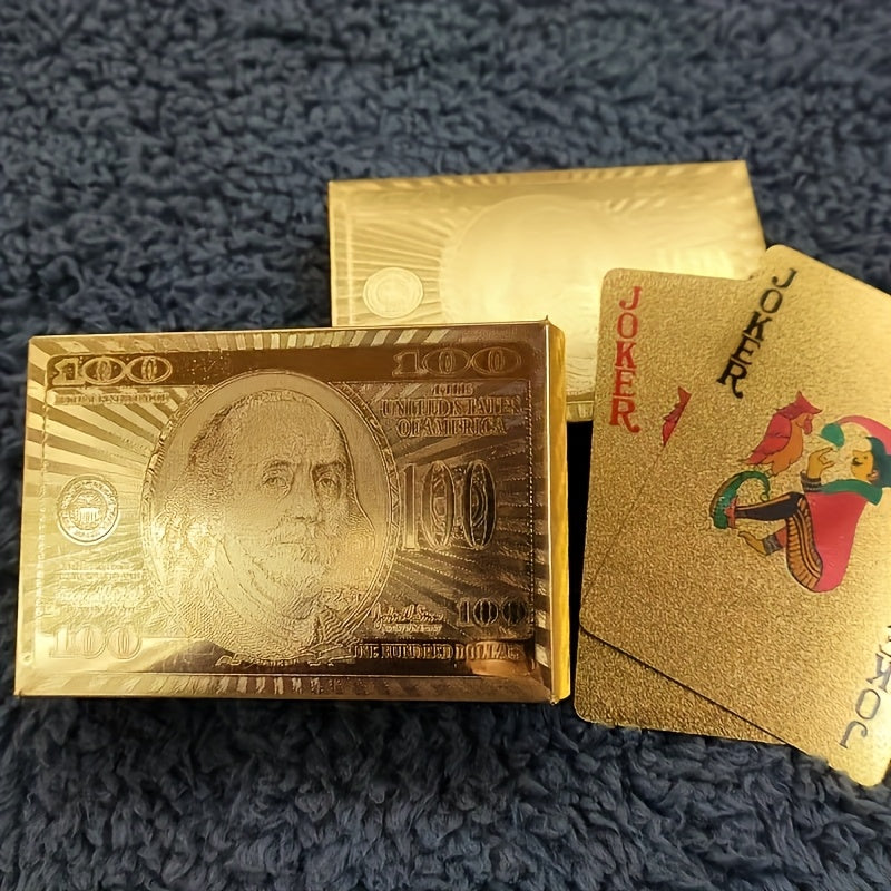 Jeu de Cartes en Plastique Dor¨¦ Imperm¨¦able, Souple et de Haute Qualit¨¦, Id¨¦al pour F¨ºtes et Jeux, Cadeau