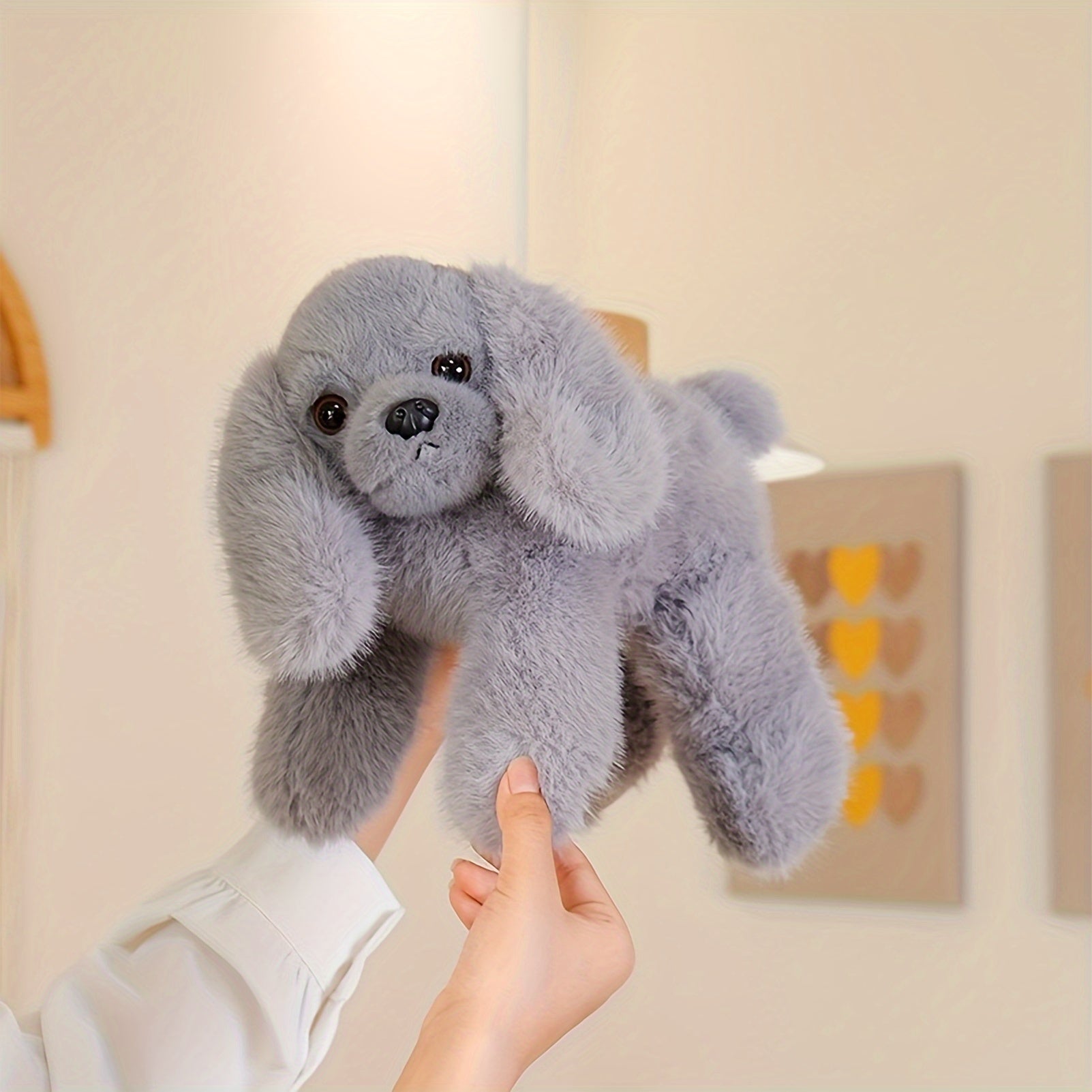 Jouet en peluche pour chien couch¨¦ de 30 cm\u002F11,81 pouces - Simulation de chien Planky - Noir, blanc, marron, gris - Animal en peluche doux Kawaii - Coussin calin, peluches mignonnes - Anniversaire, Saint-Valentin