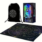 Jeu de Tarot, Ensemble de 78 Cartes Classiques avec Guide, Tapis de Constellation pour Autel et Pendule, Sac de Rangement Portable pour Cartes, Jouet de Divination Holographique pour D¨¦butants et Lecteurs Experts (3pcs)