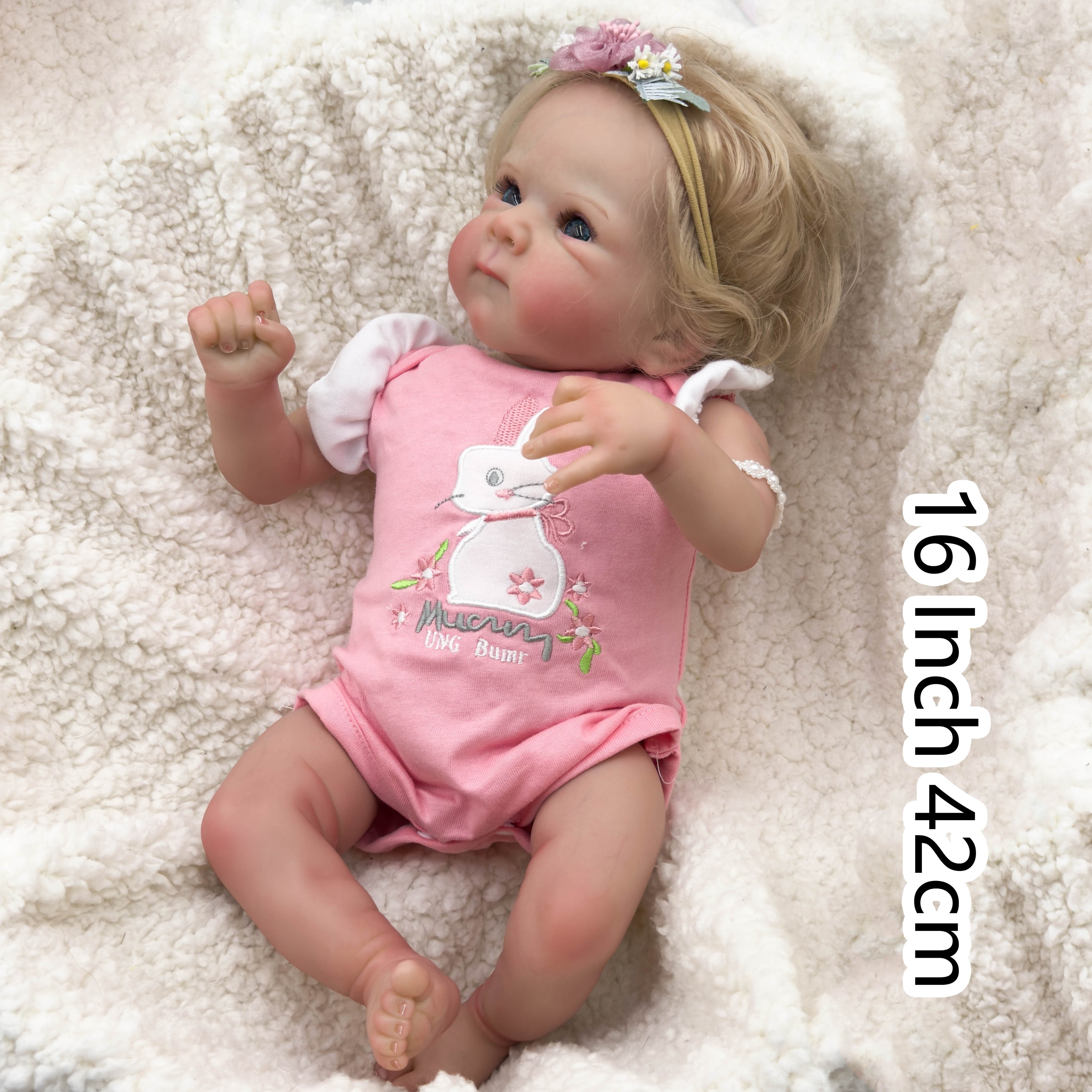 Poup¨¦es Reborn de 16 pouces 42cm finies qui ressemblent ¨¤ des b¨¦b¨¦s r¨¦els, faites ¨¤ la main, r¨¦aliste, nouvelle poup¨¦e b¨¦b¨¦ fille, jouet pour l'age de 3+, id¨¦al pour un cadeau d'anniversaire