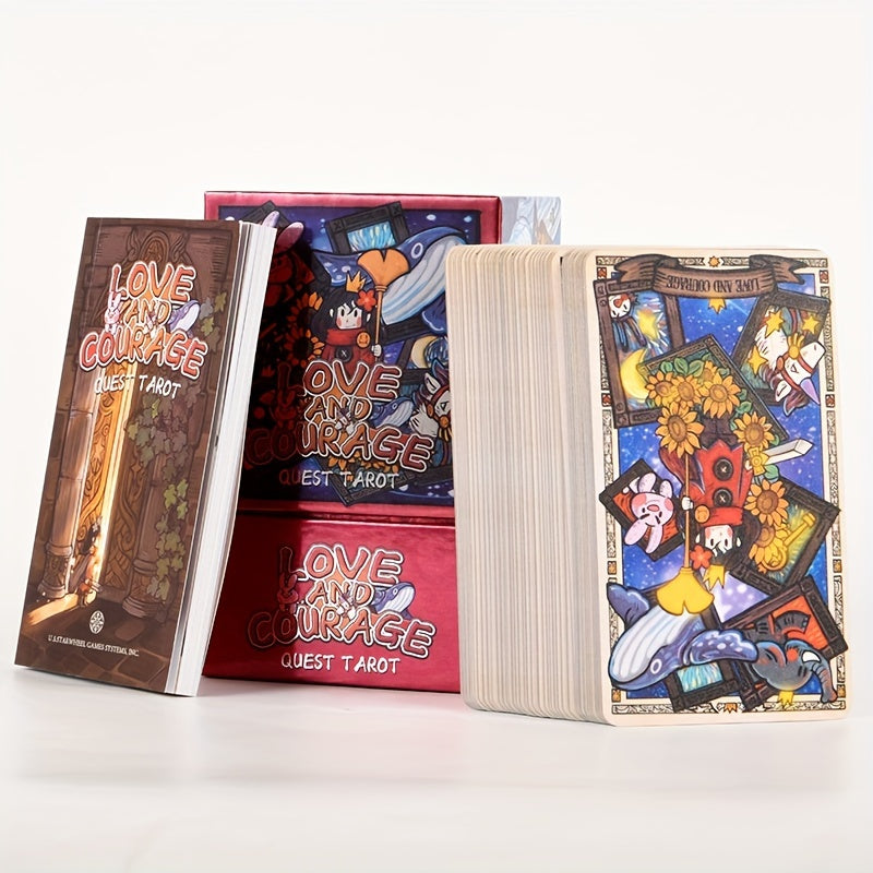 Cartes de Tarot Fantaisie KEPNOY Amour & Courage - ¨¦dition Standard de 78 Cartes pour Divination, Jeu de F¨ºte et Pr¨¦diction de l'Avenir - Cadeau Id¨¦al pour Halloween, No?l, Thanksgiving