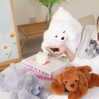 Jouet en peluche pour chien couch¨¦ de 30 cm\u002F11,81 pouces - Simulation de chien Planky - Noir, blanc, marron, gris - Animal en peluche doux Kawaii - Coussin calin, peluches mignonnes - Anniversaire, Saint-Valentin