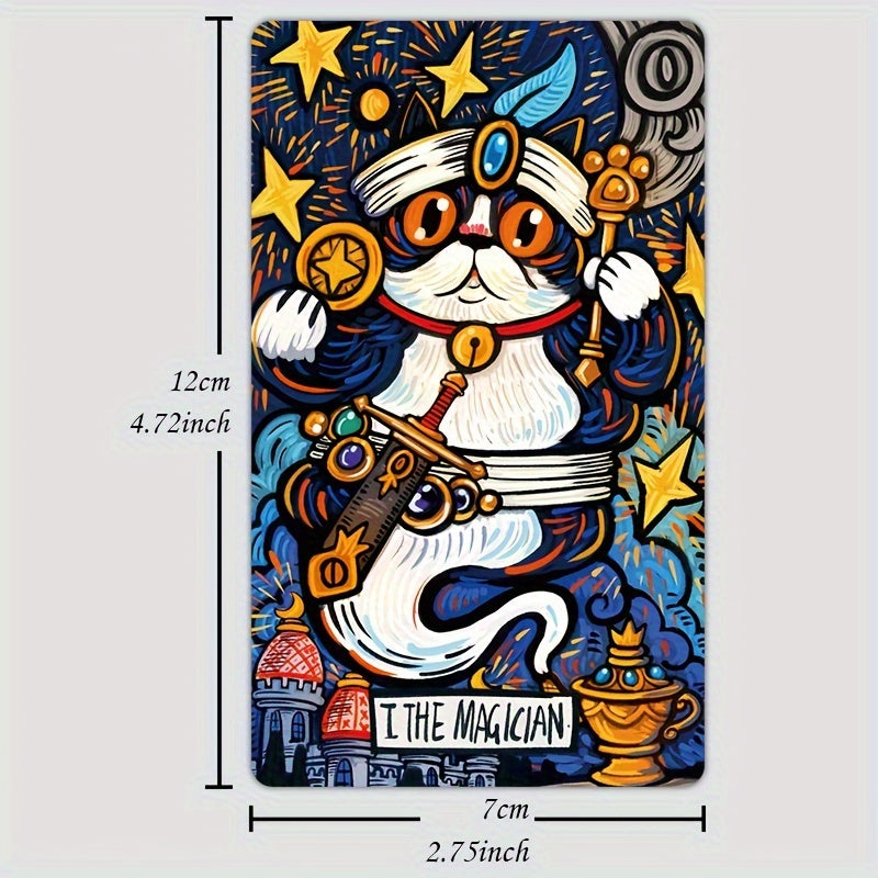 KEPNOY Cat Star Tales Tarot Deck, 78 cartes de taille standard, cartes de fortune en papier pour les jeux de f¨ºte, Halloween, Thanksgiving, cadeau de No?l, illustrations enchantantes