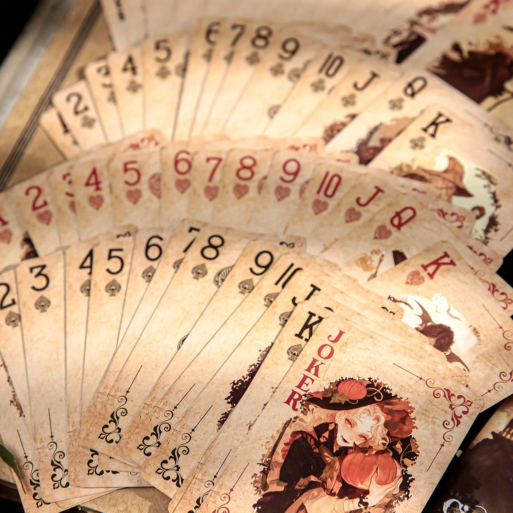 55pcs\u002Fbo?te Cartes de Poker Exquises Style Magique R¨¦tro Sombre Myst¨¦rieux, Jeu de Cartes Multijoueur, Relaxation, Divertissement, Utilisation de F¨ºte, D¨¦coration de Scrapbook