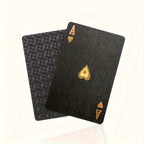1 jeu de Cartes ¨¤ Jouer en Feuille d'Or Noir ¨¦tanche - Ensemble de Jeux de Cartes de Table en Plastique R¨¦sistant