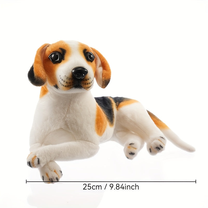 Un jouet en peluche r¨¦aliste d'un chien beagle, figurine de chien r¨¦aliste, adapt¨¦ pour la d¨¦coration de la chambre et les cadeaux de vacances.