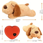 Jouet Interactif pour Chien en Peluche avec Battement de C?ur, Conception Douce et Durable pour Toutes les Races, Chiot Endormi de 36 cm de Long avec Base Coeur Rouge et Bouton Noir, Parfait pour le Temps de Jeu des Animaux, Jouets pour Chiots