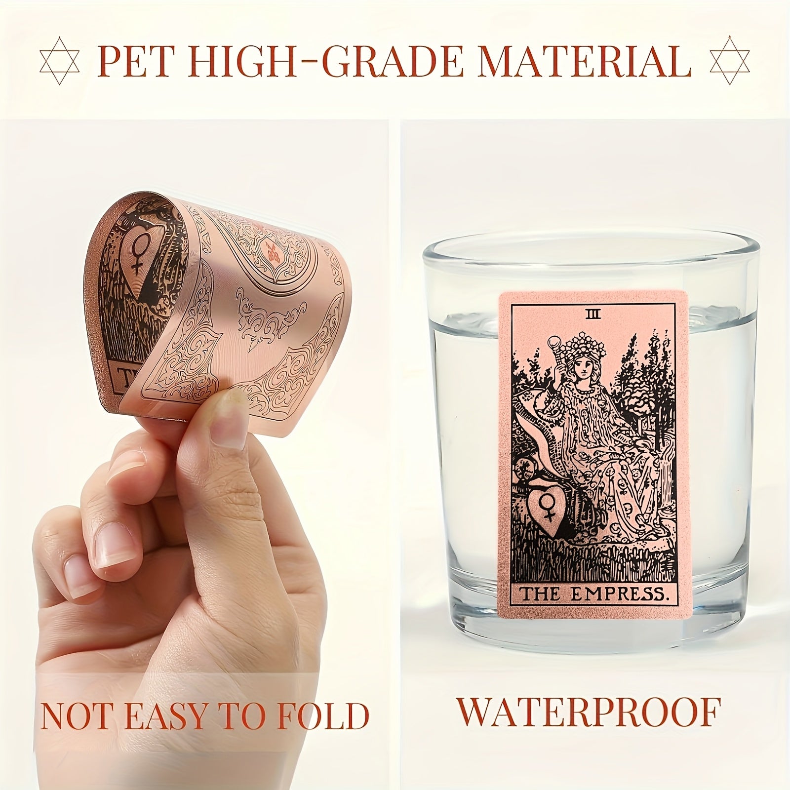 Cartes de Tarot Dor¨¦es Rose de Luxe, Jeu de 78 pi¨¨ces avec Guide - Mat¨¦riau PET ¨¦tanche et R¨¦sistant aux Rides, Taille Standard (4.72x2.76 pouces) - Parfait pour D¨¦butants et Experts, Feuille Dor¨¦e, Jeu de Cartes de Tarot