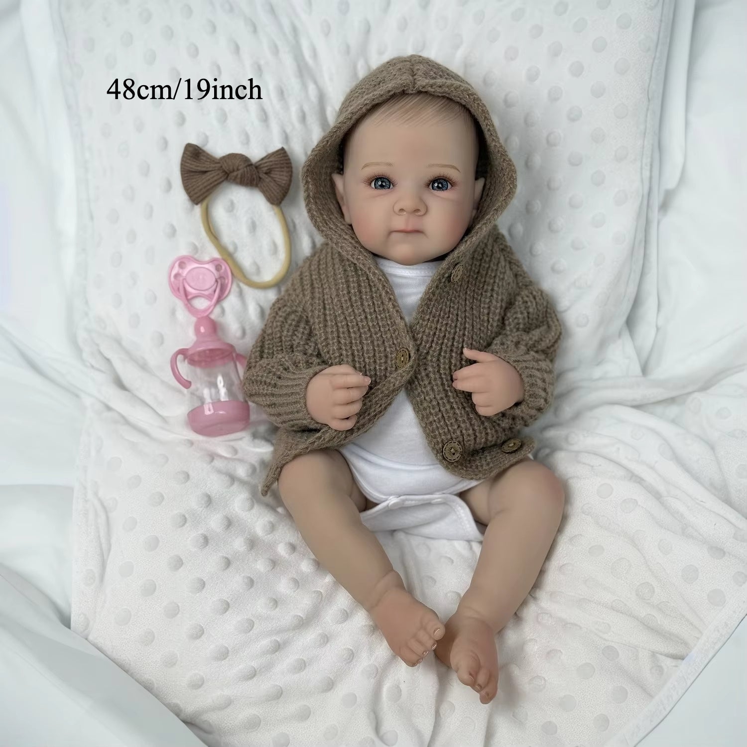 Poup¨¦e reborn en vinyle complet de 19 pouces (48 cm) pour jeune fille, jouet artisanal de mode pour cadeau d'anniversaire pour enfant, jouet de bain