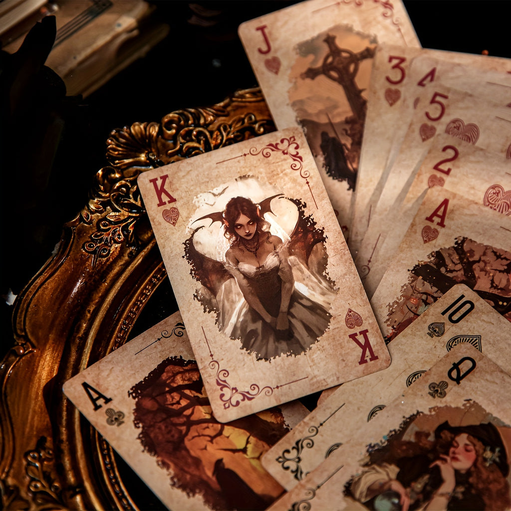 55pcs\u002Fbo?te Cartes de Poker Exquises Style Magique R¨¦tro Sombre Myst¨¦rieux, Jeu de Cartes Multijoueur, Relaxation, Divertissement, Utilisation de F¨ºte, D¨¦coration de Scrapbook