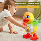 Canard dansant interactif avec musique, lumi¨¨res dynamiques et effets de clignement des yeux, jouet ¨¦ducatif en plastique durable pour enfants de 0 ¨¤ 3 ans, piles non incluses