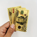 Cartes ¨¤ Jouer en Feuille d'Or de Luxe avec Design de Dollar Am¨¦ricain - PVC Durable, ¨¦tanche & Lavable - Id¨¦ales pour Halloween, No?l, Thanksgiving, Oktoberfest et C¨¦l¨¦brations du Nouvel An