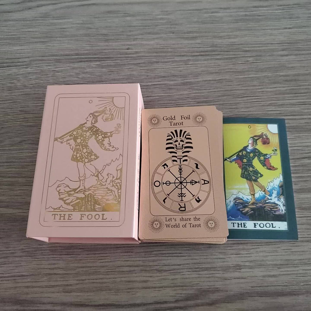 Cartes de Tarot Dor¨¦ Rose - 78pcs Taille Standard, ¨¦tanches & R¨¦sistantes aux Plis, Jeu PET avec Guide pour D¨¦butants et Experts