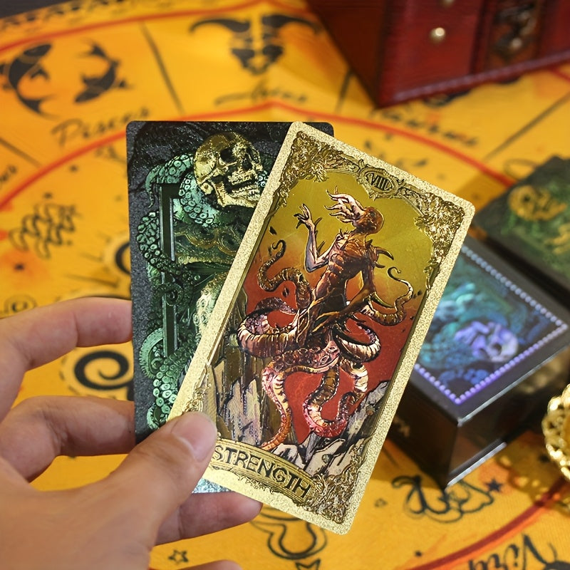 Enchanted Elegance Tarot Cards Game - Plastique imperm¨¦able et durable avec illustrations color¨¦es, comprend un manuel d'instruction, id¨¦al pour les d¨¦butants et les parties