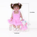 Poup¨¦e Reborn de 22 pouces - Mouvement joyeux avec un visage peint 3D, un corps en vinyle souple et des cheveux racin¨¦s, accompagn¨¦ d'un petit lapin en peluche, parfait pour des cadeaux de No?l, d'Halloween ou de Thanksgiving.