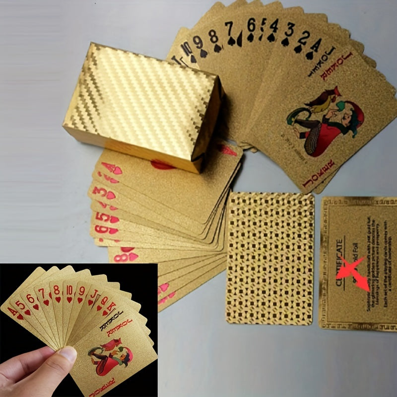 Cartes de poker en plastique imperm¨¦able avec feuille d'or noir, id¨¦ales pour les jeux de table et les collectionneurs