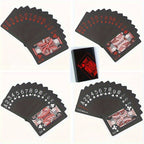 1 jeu de cartes magiques PVC imperm¨¦ables rouges et noires - design vibrant, id¨¦al pour les soir¨¦es jeux et le plaisir en famille