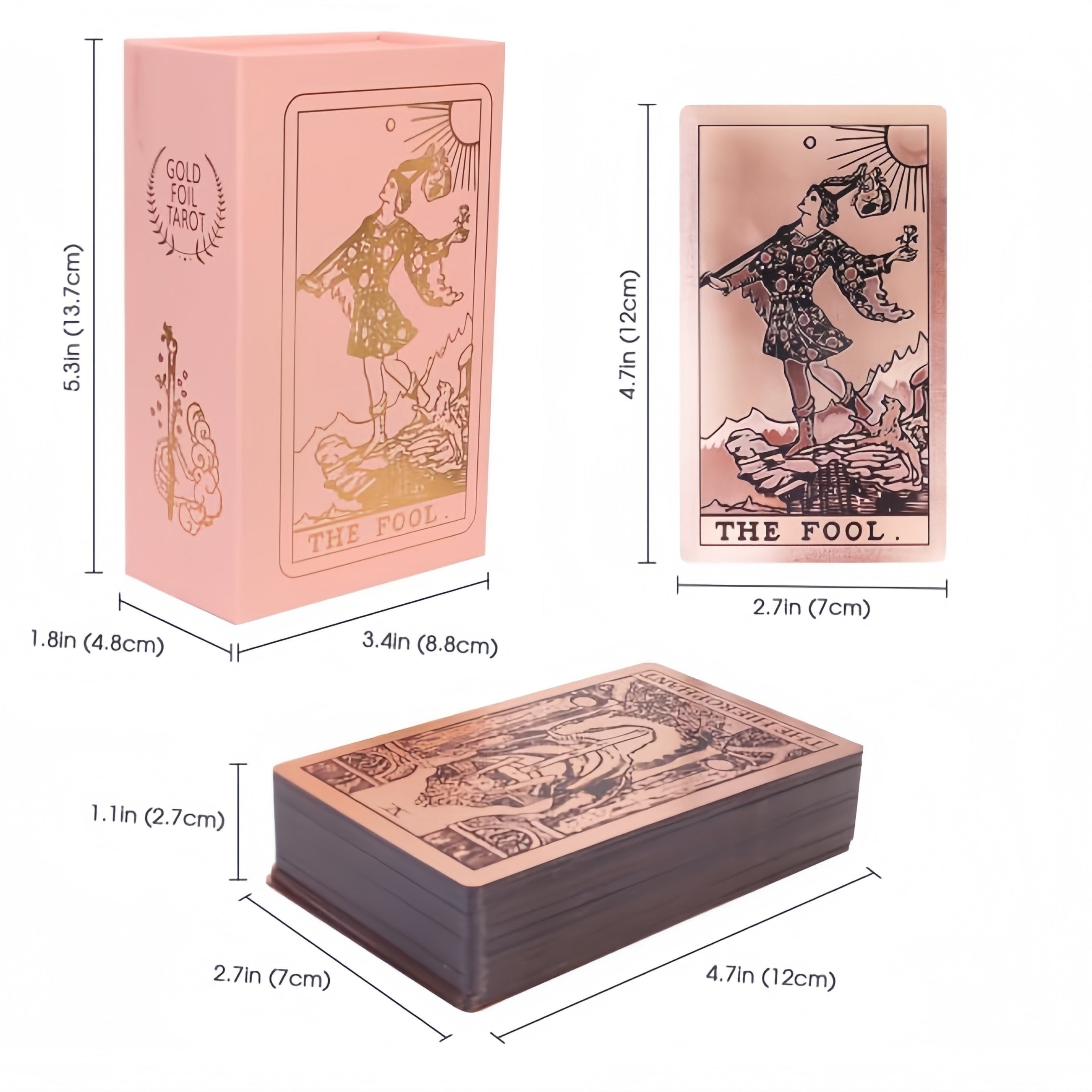 Cartes de Tarot Dor¨¦ Rose - 78pcs Taille Standard, ¨¦tanches & R¨¦sistantes aux Plis, Jeu PET avec Guide pour D¨¦butants et Experts