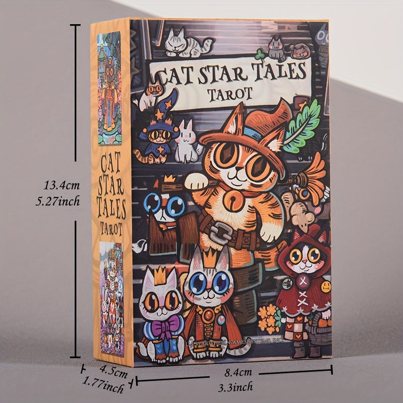 KEPNOY Cat Star Tales Tarot Deck, 78 cartes de taille standard, cartes de fortune en papier pour les jeux de f¨ºte, Halloween, Thanksgiving, cadeau de No?l, illustrations enchantantes