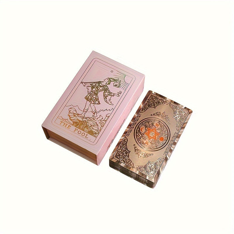 Cartes de Tarot Dor¨¦es Rose de Luxe, Jeu de 78 pi¨¨ces avec Guide - Mat¨¦riau PET ¨¦tanche et R¨¦sistant aux Rides, Taille Standard (4.72x2.76 pouces) - Parfait pour D¨¦butants et Experts, Feuille Dor¨¦e, Jeu de Cartes de Tarot