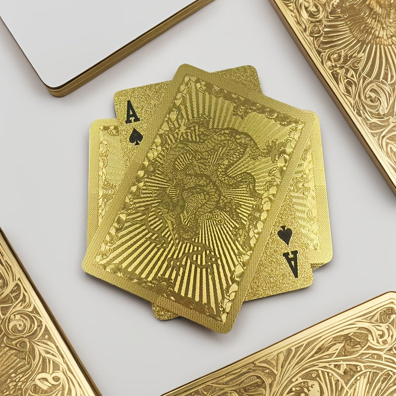 1 Jeu de cartes ¨¤ jouer en PVC Golden Dragon, jeu de poker durci durable, jeu universel pour la Saint-Valentin, Thanksgiving, No?l, Halloween, f¨ºtes du Nouvel An