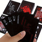 1 jeu de cartes magiques PVC imperm¨¦ables rouges et noires - design vibrant, id¨¦al pour les soir¨¦es jeux et le plaisir en famille