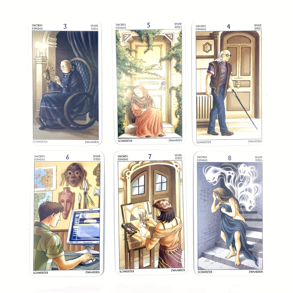 Les cartes du Tarot des 78 portes r¨¦v¨¨lent le destin lors d'une soir¨¦e en famille autour d'une table de divination, pour des jeux de soci¨¦t¨¦ et de divertissement.