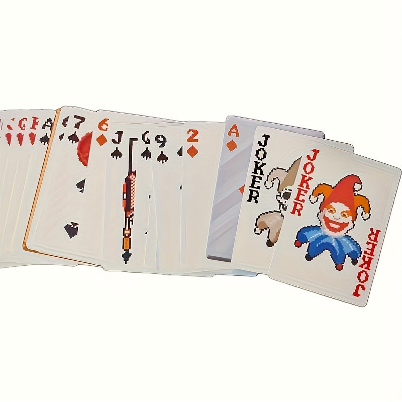 54 Cartes de Jeu Joker - Design D'Art Pixel Vibrant, Id¨¦al Pour Les Jeux de F¨ºte Et Le Poker, Les Essentiels Des Jeux de Cartes | Design Joufflu | Carton de Jeu Durable