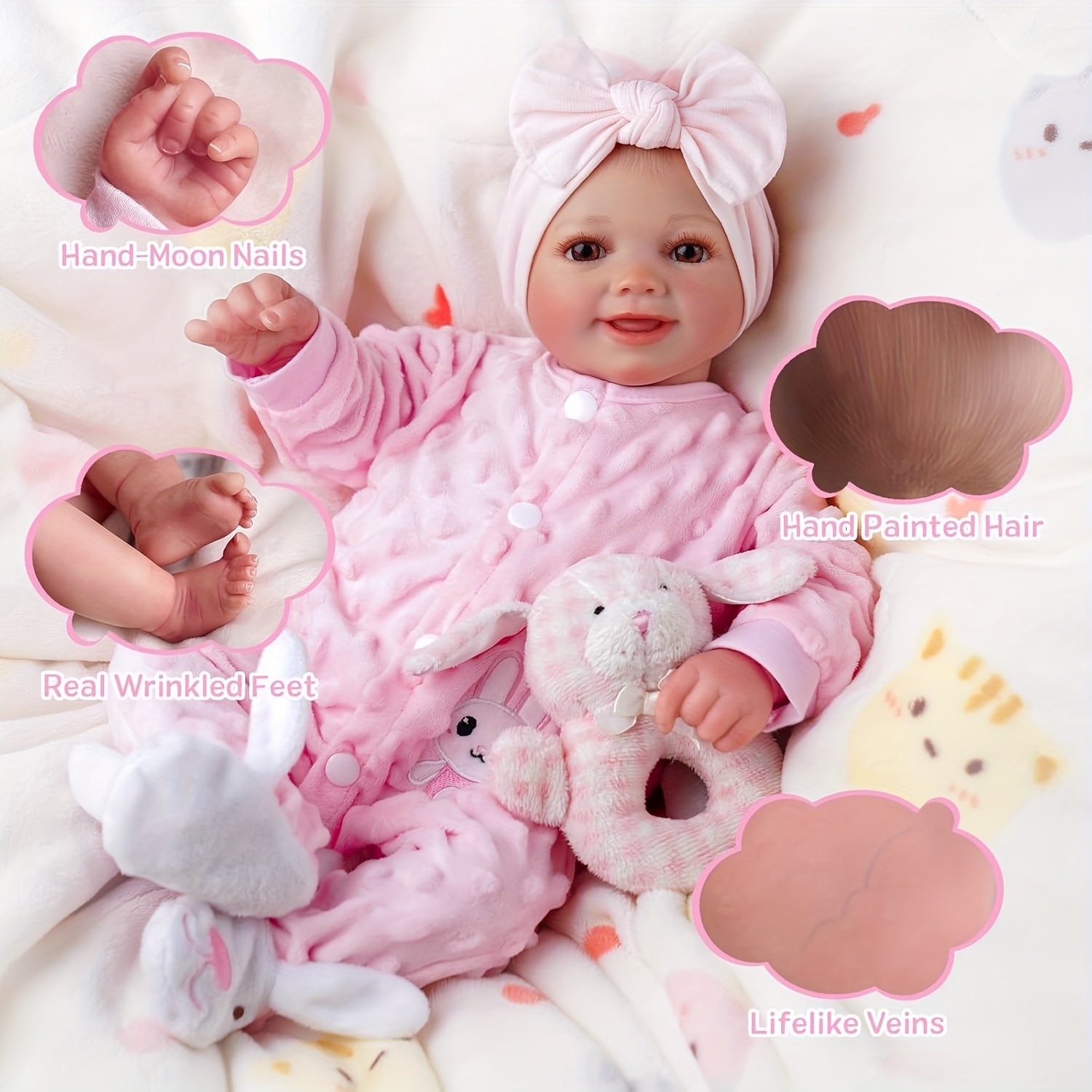 Baby Dolls Reborn BABESIDE Sunny - 17 Pouces Mignonnes et R¨¦alistes, Poup¨¦es B¨¦b¨¦ Souriantes et Posables avec Accessoires Complets pour Cadeaux pour Enfants de 3 Ans et Plus