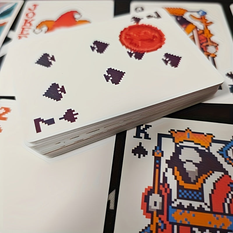54 Cartes de Jeu Joker - Design D'Art Pixel Vibrant, Id¨¦al Pour Les Jeux de F¨ºte Et Le Poker, Les Essentiels Des Jeux de Cartes | Design Joufflu | Carton de Jeu Durable