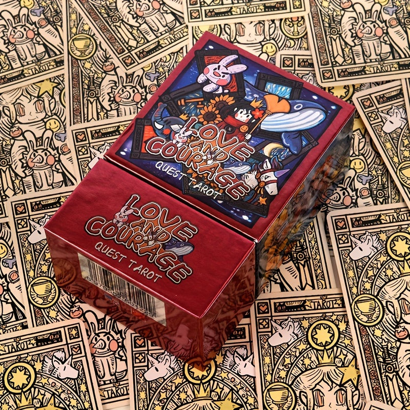 Cartes de Tarot Fantaisie KEPNOY Amour & Courage - ¨¦dition Standard de 78 Cartes pour Divination, Jeu de F¨ºte et Pr¨¦diction de l'Avenir - Cadeau Id¨¦al pour Halloween, No?l, Thanksgiving