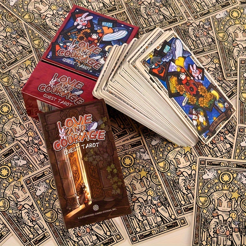 Cartes de Tarot Fantaisie KEPNOY Amour & Courage - ¨¦dition Standard de 78 Cartes pour Divination, Jeu de F¨ºte et Pr¨¦diction de l'Avenir - Cadeau Id¨¦al pour Halloween, No?l, Thanksgiving